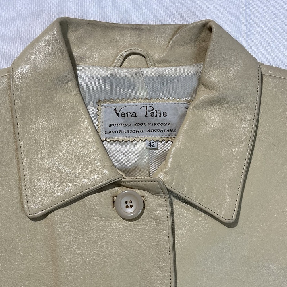 Vera Pelle Made in Italy Leather Stylish Yellow Jacket Size M (Italian size 42) - Picture 2 of 16